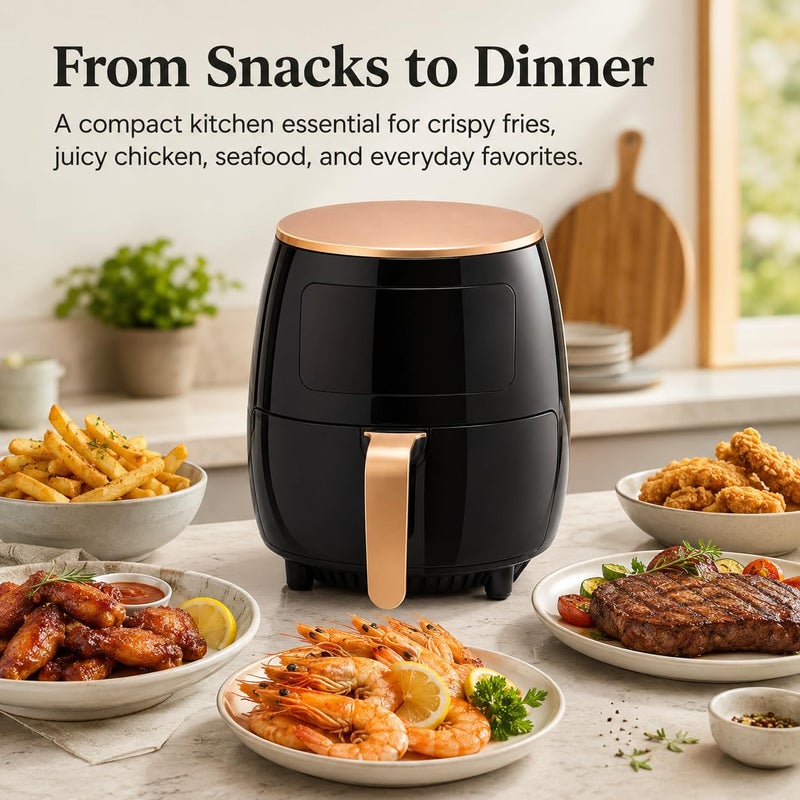 Electric Air Fryer, 6L Capacity, 1400-2400W, LCD Touch Screen, Non-Stick Basket, 360° Air Circulation, Black, Gold, Red - Image 2