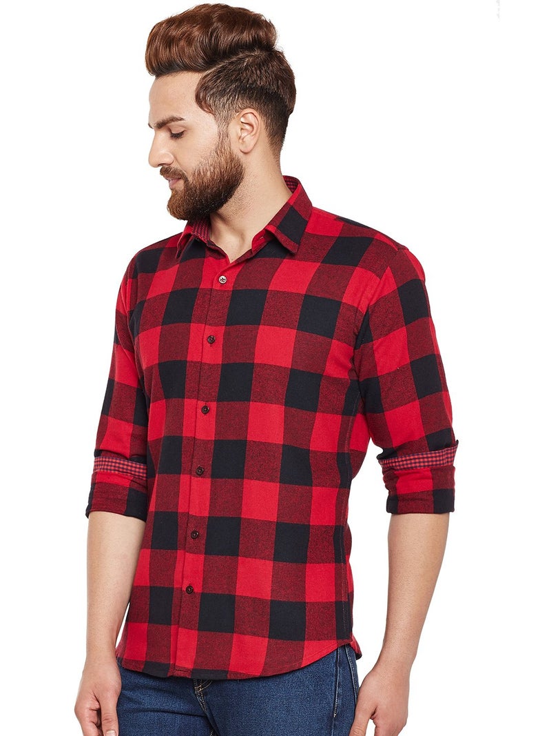 Hancock Store Hancock Men's Slim Fit Casual Shirt (43541RED42_Red_42) - Image 4