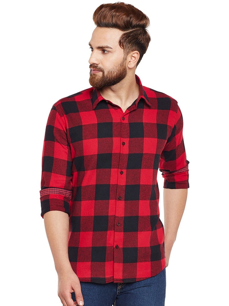 Hancock Store Hancock Men's Slim Fit Casual Shirt (43541RED42_Red_42) - Image 1