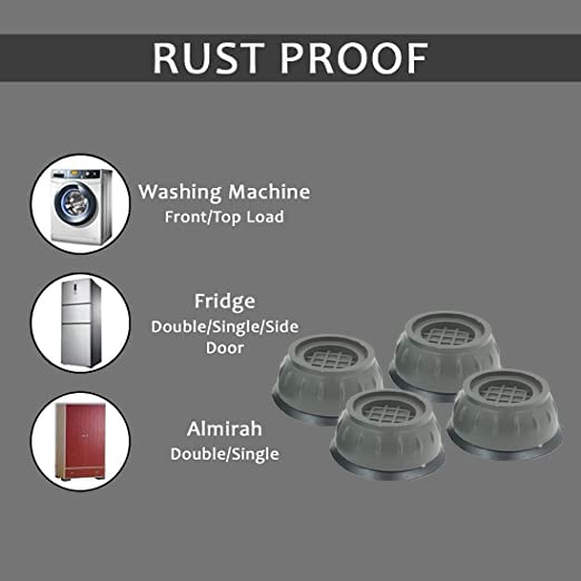 Alligator Hub Washer Dryer Anti Vibration Pad with Suction Cup Feet, Fridge Washing Machine Feet Pads Leveling Feet Anti Walk Pads Shock Absorber Furniture Lifting Base(4 Piece)  - Image 2