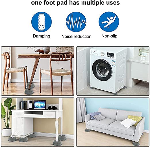 Alligator Hub Washer Dryer Anti Vibration Pad with Suction Cup Feet, Fridge Washing Machine Feet Pads Leveling Feet Anti Walk Pads Shock Absorber Furniture Lifting Base(4 Piece)  - Image 4