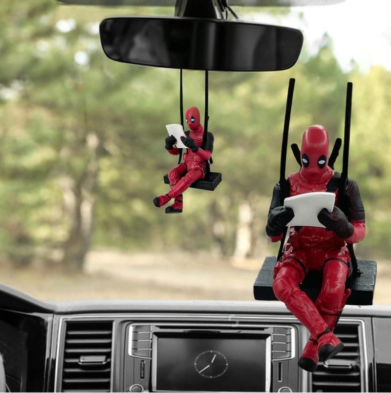 Deadpool Car Accessories Reading Book Pendant – Hanging Mirror Charm with Unique Decor Design – Multiuse Rear Interior Pendant for Car Mirrors, Dashboard, and Interior Decoration - Image 2