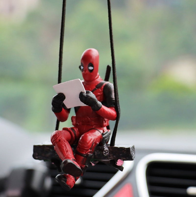 Deadpool Car Accessories Reading Book Pendant – Hanging Mirror Charm with Unique Decor Design – Multiuse Rear Interior Pendant for Car Mirrors, Dashboard, and Interior Decoration - Image 1