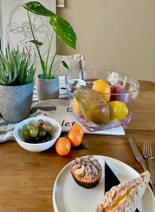 KLIFA- NORFOLK series, Set of 2, Large Plastic Salad Bowls, Sturdy Acrylic Mixing and Serving Bowls, Fruit Bowls, Break-resistant, Dishwasher Safe, BPA-free, 142.5 oz, Clear - Image 4