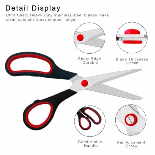 Aksiko Scissors, 2 Pack 7.5 inch Scissors for Office and Home, Scissor All Purpose for School Fabric Craft Supplies Use - Image 3