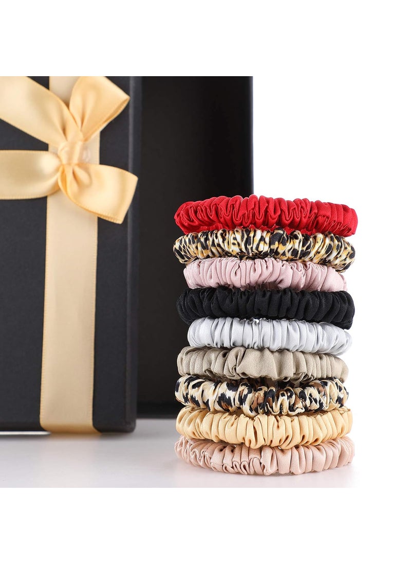 Chuangdi Chuangdi 9 Pieces Silk Scrunchies for Hair Silk Hair Ties Scrunchies for Women Girls Elastic Ponytail HoldersElegant StyleBright Colors 