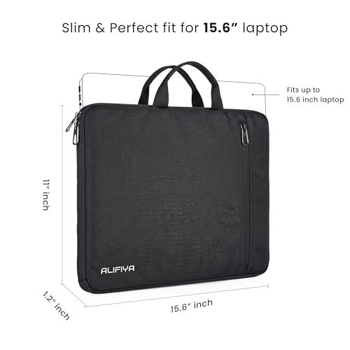 Alifiya 15-15.6 Inch Laptop Sleeve Cover Bag - Water-Resistant Case for MacBook, Dell, HP, Lenovo - Ideal for Office & Travel Use - Black - Image 2