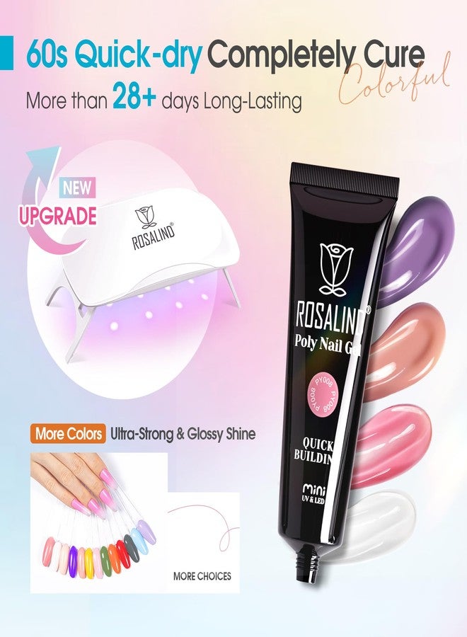 ROSALIND 20 Colors Poly Nail Gel Kit with Mini Nail Lamp Glitter Poly Nail Gel Kit Collection with Tools Clear Spring Summer Halloween Starter Kit - Image 4