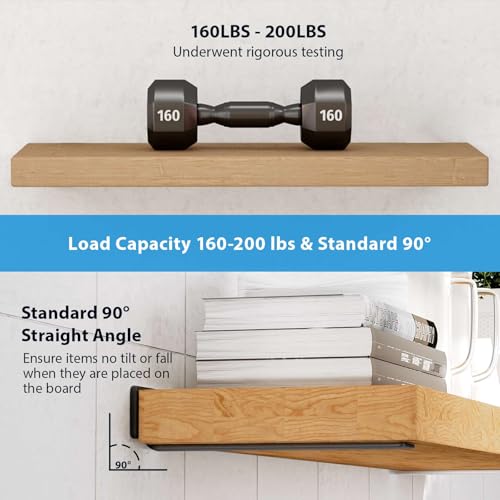 WEKIS Shelf Brackets Floating Shlef Brackets 6-Inch 6-Packs, 1/5 Inch Thick Heavy Duty Shelving Brackets for Wood Shelves, 6" Hidden Black Metal L Bracket Shelf Bracket Supports with 160 Lbs Load Capacity - Image 5