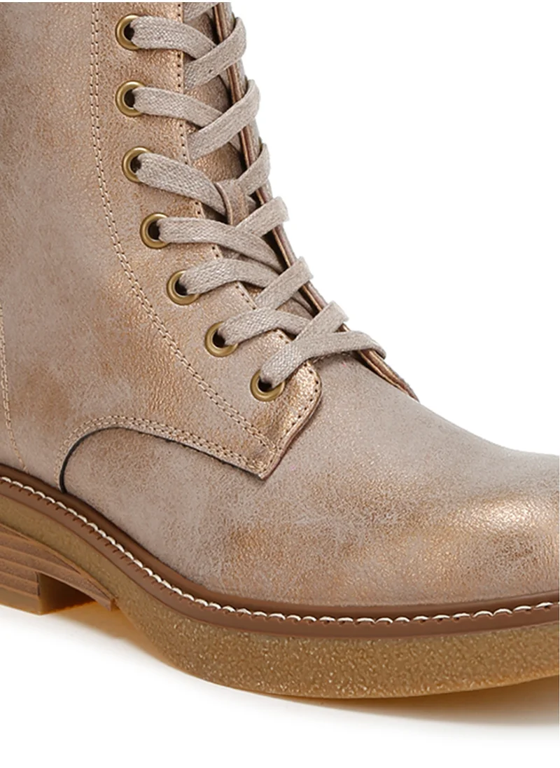 London Rag Faux Leather Lace Up Boots in Tan