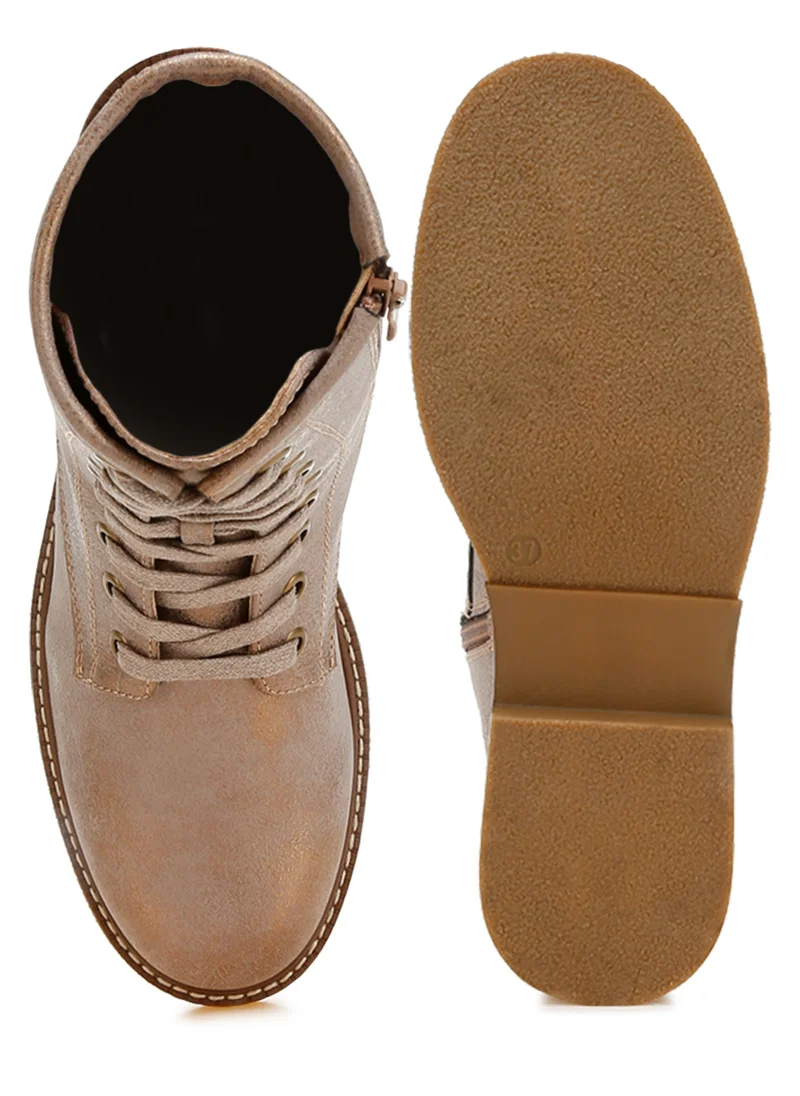 London Rag Faux Leather Lace Up Boots in Tan