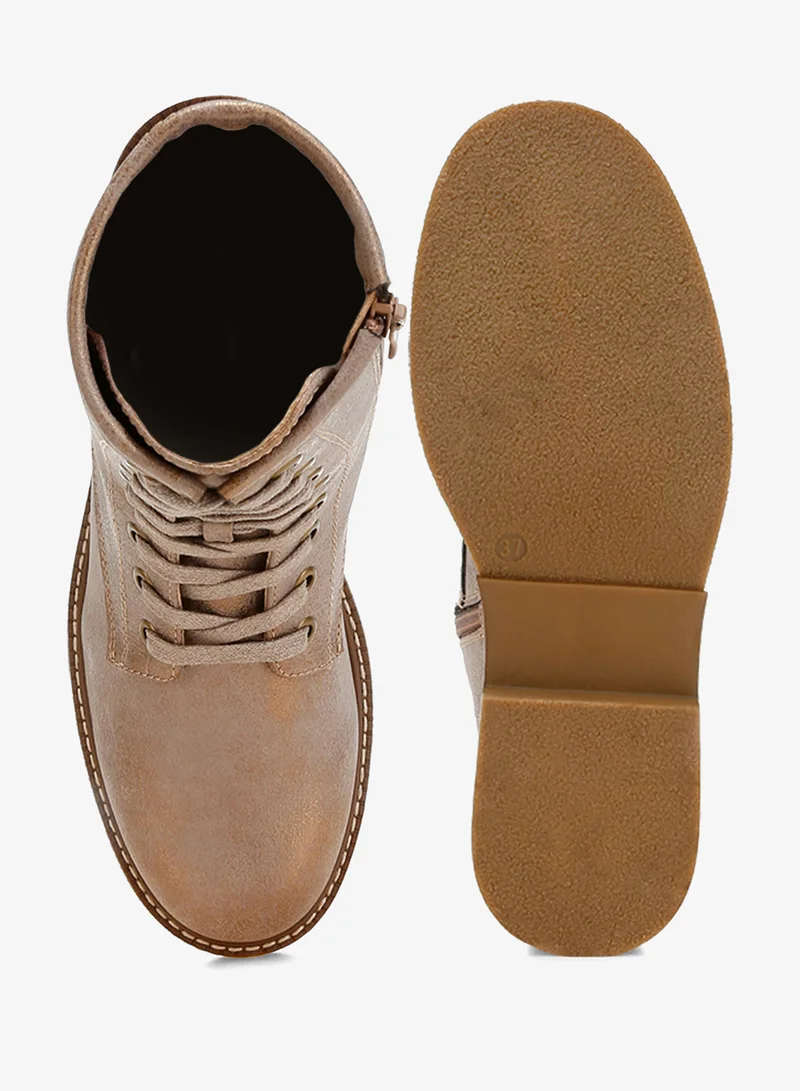 لندن راج حذاء برباط من الجلد الصناعي باللون البني