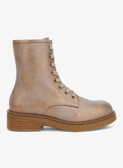 لندن راج حذاء برباط من الجلد الصناعي باللون البني