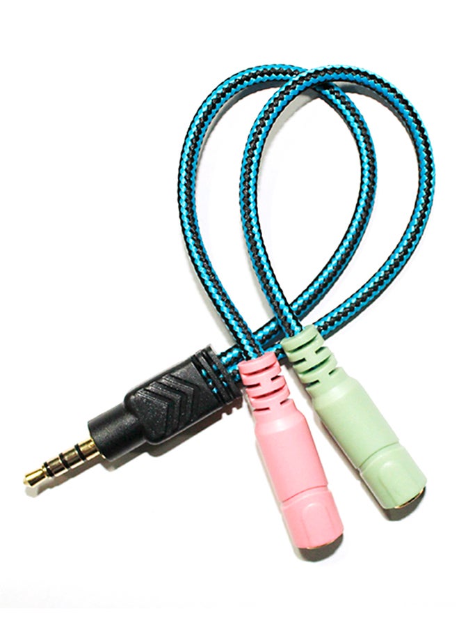 3.5mm Male To Female Interface Switch Wiring Line Practical Computer Earphone Splitter Azure