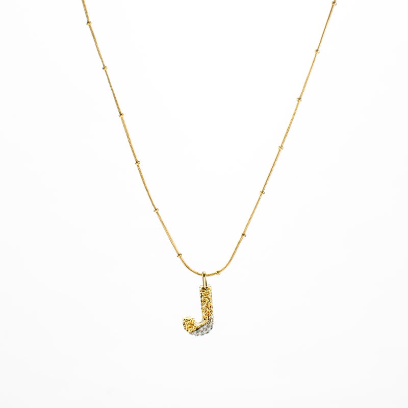 Two Tone Stainless Steel Pendant Necklace Letter J - Image 1
