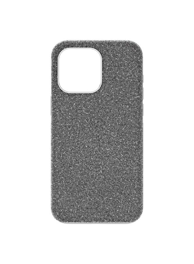 SWAROVSKI iPhone 14 Pro Grey Swarovski Crystal Fabric Case - Image 1