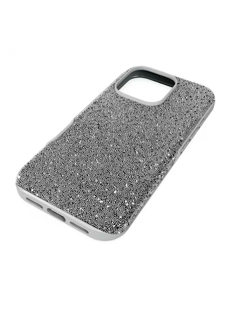 SWAROVSKI iPhone 14 Pro Grey Swarovski Crystal Fabric Case - Image 3
