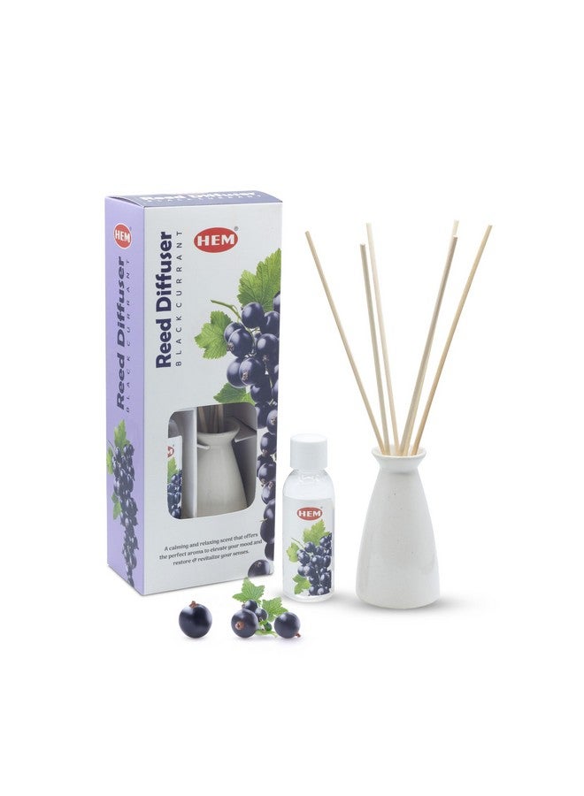 Hem Ceramic Black Currant Reed Diffuser | Long-Lasting Fruity Aroma for Home & Office Decor | Perfect for Relaxation, Ambiance & Gifting | Includes 6 Sticks | Black Currant Aroma Oil (40Ml) - Image 2