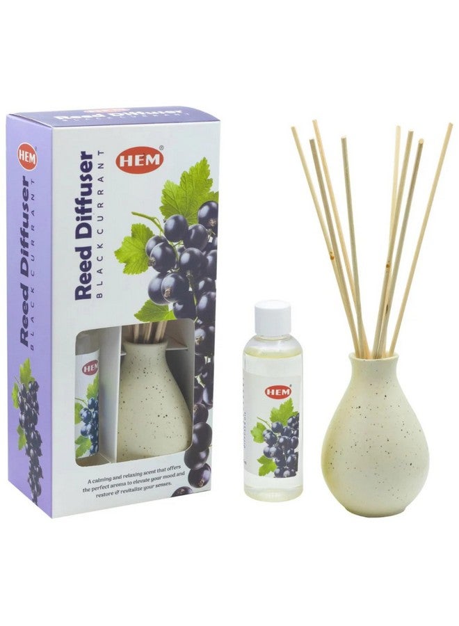 Hem Ceramic Black Currant Reed Diffuser | Long-Lasting Fruity Aroma for Home & Office Decor | Perfect for Relaxation, Ambiance & Gifting | Includes 6 Sticks | Black Currant Aroma Oil (40Ml) - Image 1