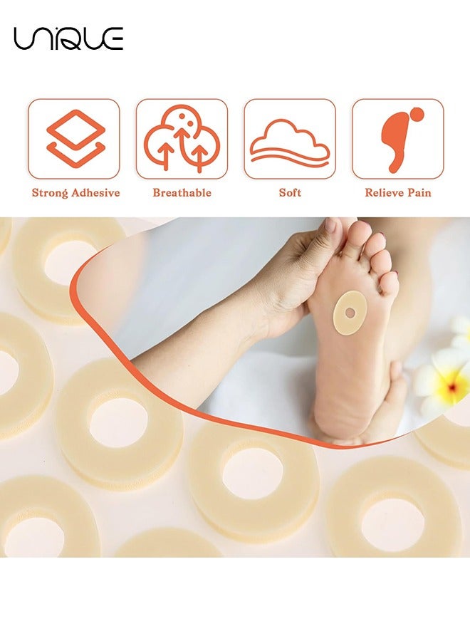يونيك 60 قطعة مجموعة جص إزالة الذرة بالقدم ، وسائد لاصقة ذاتية العصا للوسادة وتقليل الضغط من النسيج والذرة والبثور والاحتكاكات كعب ووسائد العصا الذاتية ، 4 نماذج - Image 3