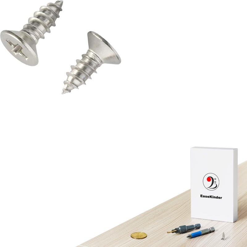 Kinder Wood Screws - 120PCS Flat Head Phillips Screws, 304 Stainless Steel Screw with Adjustable Wood Countersink Kit (#8 x 1/2") - Image 4