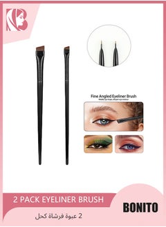 2 Pack Eyeliner Brush, Angled and Fine Point Brushes for Precise Makeup Application - Flat Brush Makeup, Brow and Eyeliner Tools