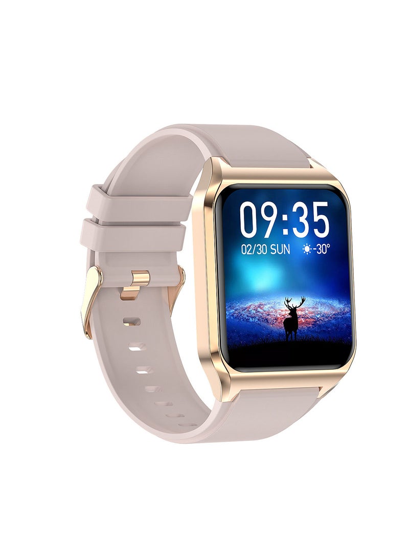 AROAQ H60 Smart Watch Bluetooth Calling Body Temperature Heart Rate Smartwatch IP67 Waterproof Sports Fitness Tracker Watches For Men And Women With light Pink Silicone Strap - Image 3