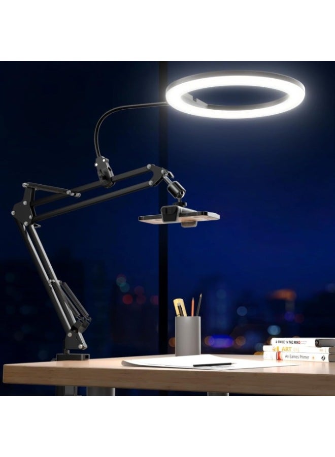 10-Inch Selfie Ring Light Stand Desk Arm Video Recording Fill Light Mobile Phone Bracket Universal Professional Flashlight-Color:10-inch RGB  - Image 2