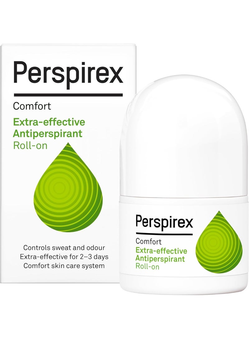 Perspirex Comfort Extra-effective Antiperspirant Roll-on 20ml, Comfort Antiperspirant Deodorant Roller, Protection Against Control Sweat and Odour for Men and Women  - Image 1
