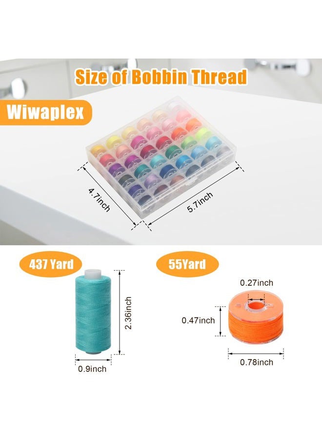 WIWAPLEX 72Pcs Bobbins Sewing Thread Kits, 437 Yards Per Thread Spools, Prewound Bobbin with Case 36 Colors Sewing Supplies for Hand & Machine Sewing, Emergency and Travel, DIY and Home - Image 2