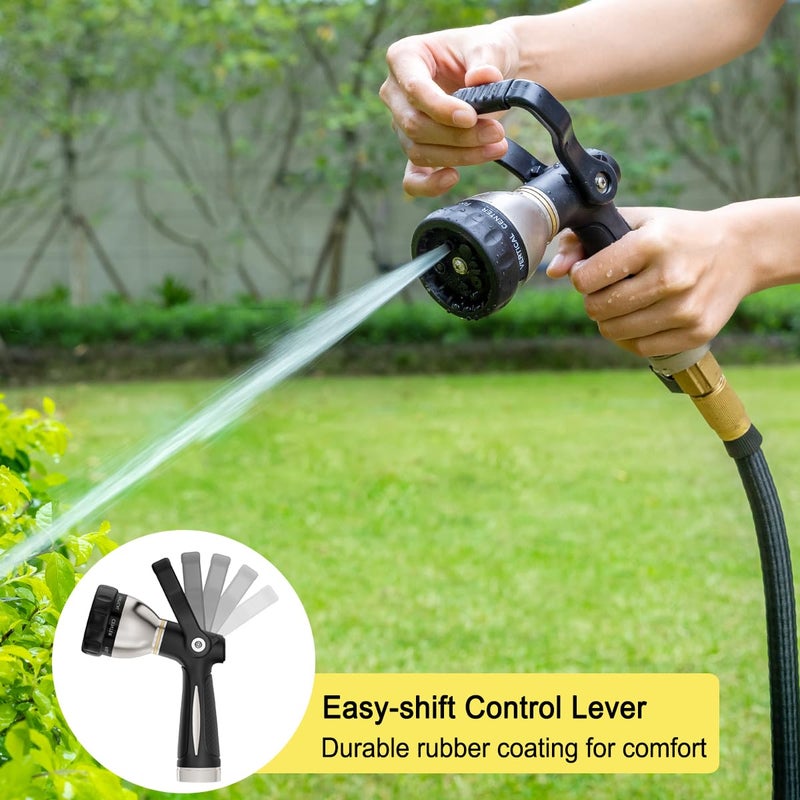 FANHAO Heavy Duty Fireman's Hose Nozzle, Metal Water Nozzle with 8 Spray Patternsï¼ŒHigh Pressure Garden Hose Sprayer with Lever Control and Non-Slip Grip to Water Lawns & Plants, Wash Cars & Clean - Image 3