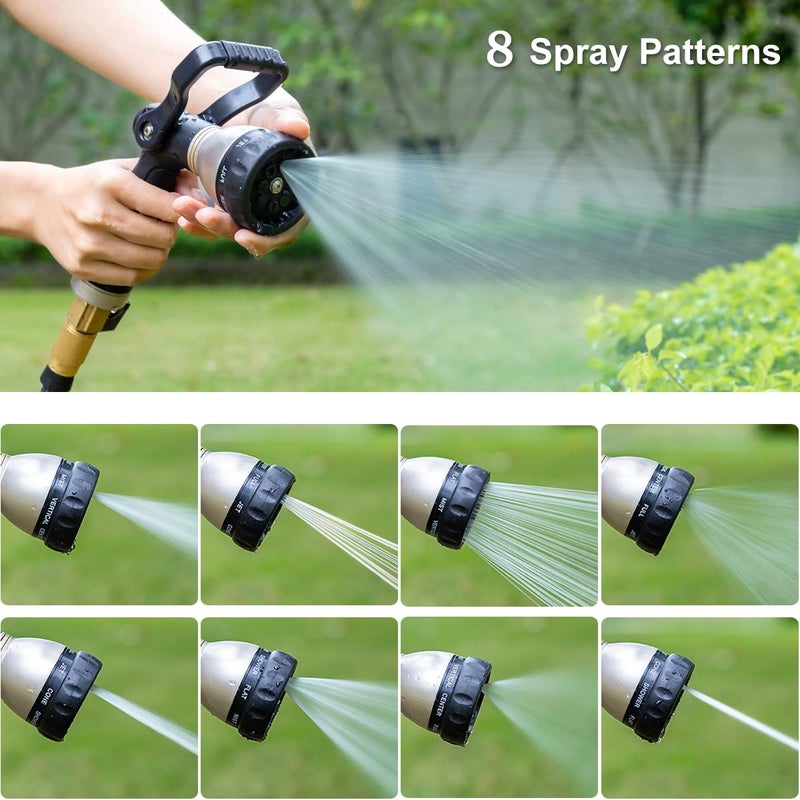 FANHAO Heavy Duty Fireman's Hose Nozzle, Metal Water Nozzle with 8 Spray Patternsï¼ŒHigh Pressure Garden Hose Sprayer with Lever Control and Non-Slip Grip to Water Lawns & Plants, Wash Cars & Clean - Image 5