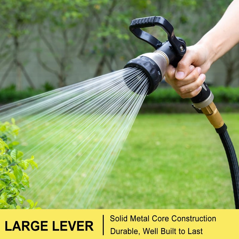 FANHAO Heavy Duty Fireman's Hose Nozzle, Metal Water Nozzle with 8 Spray Patternsï¼ŒHigh Pressure Garden Hose Sprayer with Lever Control and Non-Slip Grip to Water Lawns & Plants, Wash Cars & Clean - Image 2
