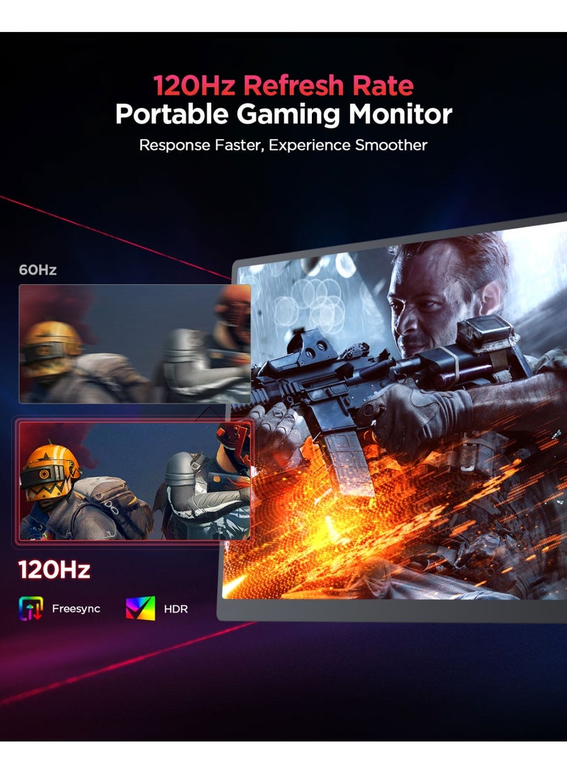 أوبيرفكت شاشة محمولة UPERFECT مقاس 16 بوصة 2560*1600P 120 هرتز شاشة محمولة للأعمال 1000:1 1600P شاشة مدمجة حامل HDMI USB C للكمبيوتر المحمول وحدة التحكم في الألعاب هيكل معدني متوافق مع VESA - Image 4