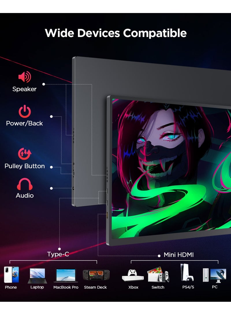 أوبيرفكت شاشة محمولة UPERFECT مقاس 16 بوصة 2560*1600P 120 هرتز شاشة محمولة للأعمال 1000:1 1600P شاشة مدمجة حامل HDMI USB C للكمبيوتر المحمول وحدة التحكم في الألعاب هيكل معدني متوافق مع VESA - Image 3