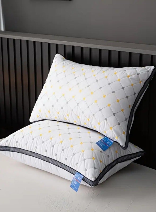 Luxury hotel quality neck pillow - breathable, suitable for side and back sleeping, skin friendly fluffy design, breathable, machine washable polyester fiber, with decorative embroidery, zipper closure, all season comfort, neck support  - Image 1