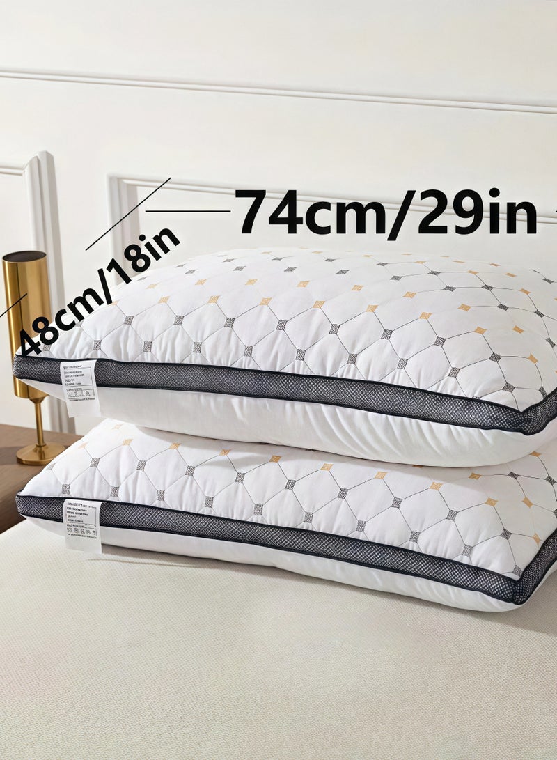 Luxury hotel quality neck pillow - breathable, suitable for side and back sleeping, skin friendly fluffy design, breathable, machine washable polyester fiber, with decorative embroidery, zipper closure, all season comfort, neck support  - Image 3