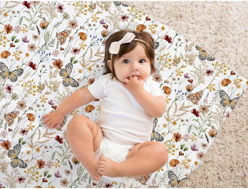 Buerhanerry Wildflower Butterfly Baby Blanket for Girls Soft Double Layer Minky with Dotted Backing Flower Garden Theme Toddler Nursery Newborn Infant Toddler Crib Bedding Receiving Blankets 30x40 - Image 5