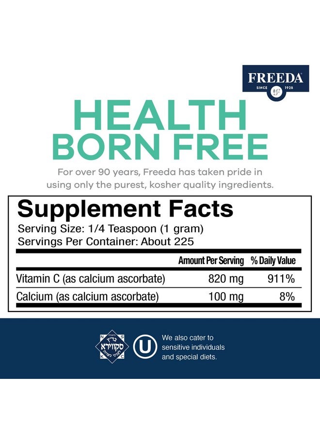 Freeda Vitamin C Buffered Vitamin C Powder Kosher Powerful Antioxidant Immune Support Sensitive Stomach Vitamins C Drink Calcium Ascorbate Sugar Free Vitamin C Vit C Supplement (8 Oz)  - Image 3
