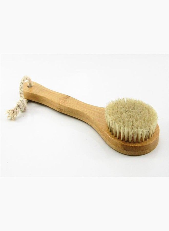 HiKin 9.84" Short Handle Dry Body Brush Back Scrubber, Bamboo Handle and Natural Boar Bristles Bath & Shower Brush, Good for Blood Circulation, Exfoliating, Cellulite and Detox, etc. - Image 5