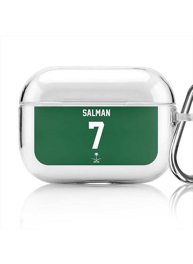 Stylizedd Classic Clear printed Case for Apple Airpods Pro Soft TPU Gel Thin Transparent Flexible Cover [Designed for Apple Airpods Pro] - Football Team - Saudi Arabia, Player Name - Salman - Image 1