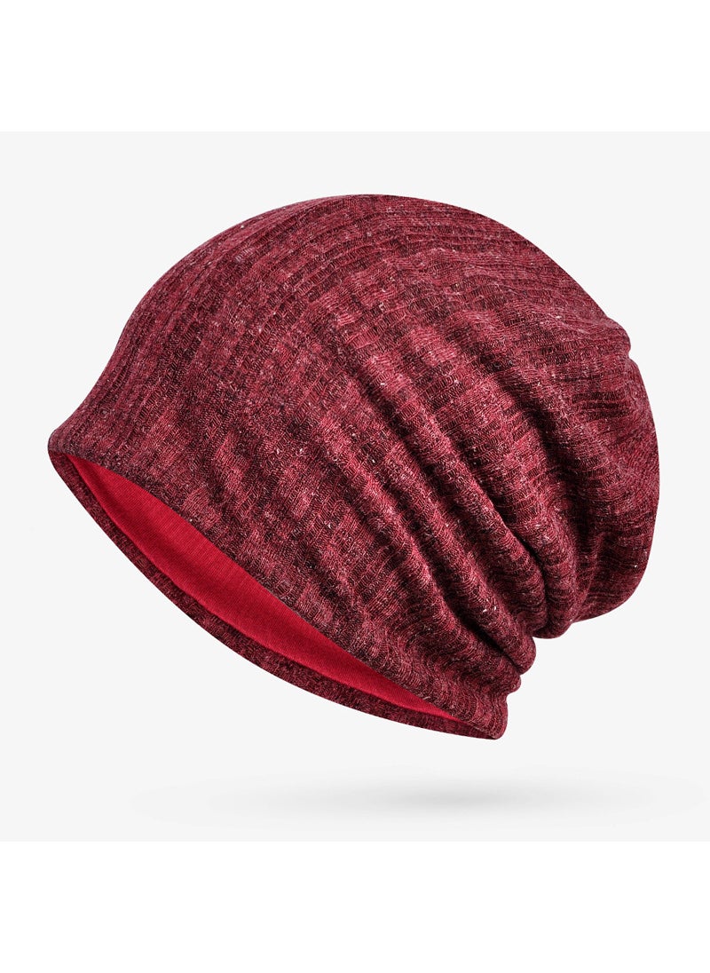 Generic Breathable Fashion Solid Dual-Use Headwrap Capping-wine red 