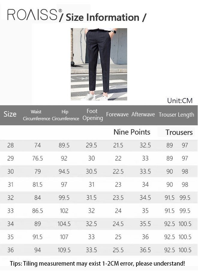 roaiss - Young Men's Suit Pants Straight Fit British Plaid Thin Section Business Casual Pants Cropped Pants - Image 1