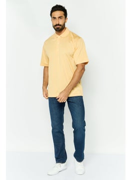 Greg Norman Men Regular Fit Plain Short Sleeve Polo, Tan  - Image 4