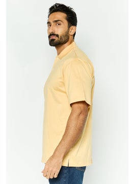 Greg Norman Men Regular Fit Plain Short Sleeve Polo, Tan  - Image 3