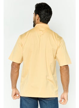 Greg Norman Men Regular Fit Plain Short Sleeve Polo, Tan  - Image 2