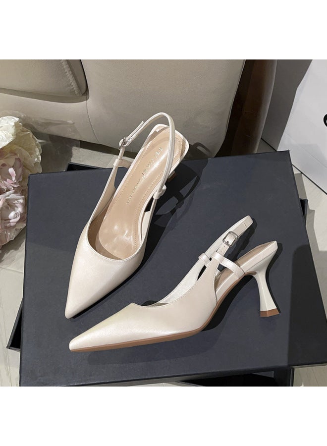 3299-21 Simple Fashion Pointed Thin Heeled High Heeled Shoes Women's One-word Temperament Baotou Sandals For Summer