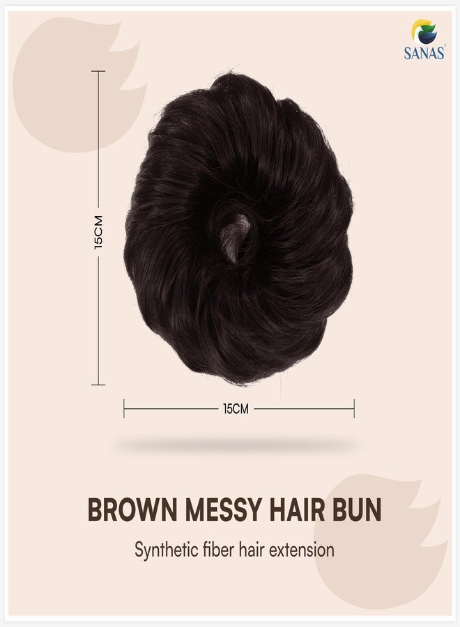 Sanas Messy Hair Buns For Woman (2Pcs) Hair Topper For Women Thin Hair Quick Styling Tool Scrunchies For Women Stylish Accessories Messy Bun Rubber Extension Scrunchie For Girls Aesthetic (2Pcs) Brown - Image 2