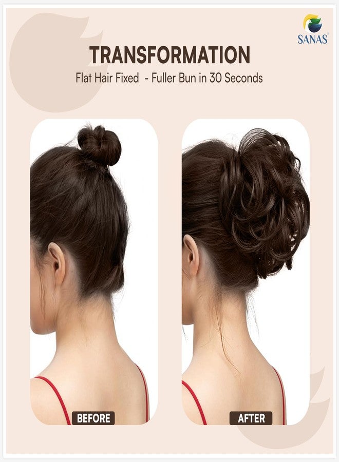 Sanas Messy Hair Buns For Woman (2Pcs) Hair Topper For Women Thin Hair Quick Styling Tool Scrunchies For Women Stylish Accessories Messy Bun Rubber Extension Scrunchie For Girls Aesthetic (2Pcs) Brown - Image 4