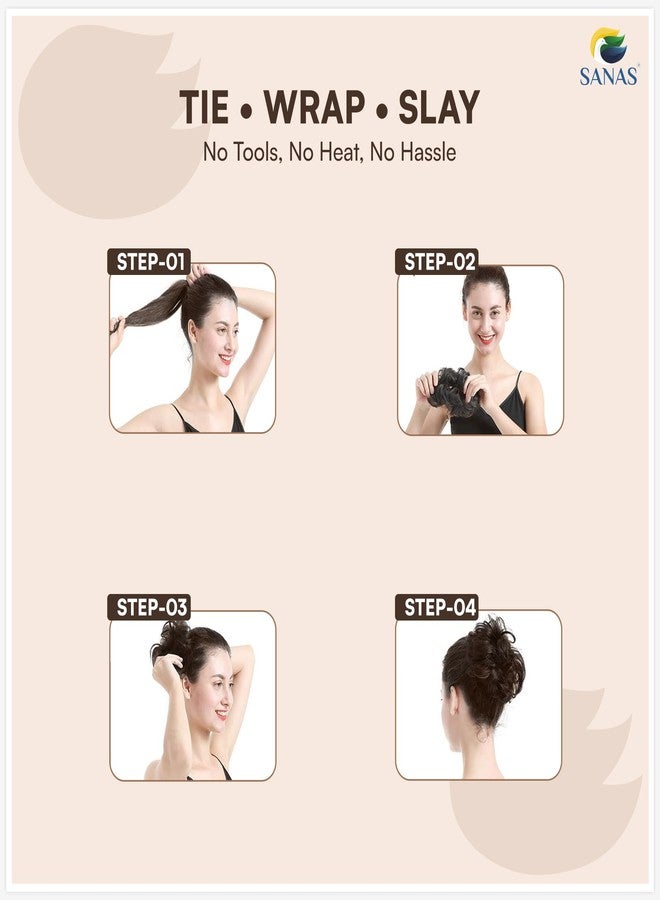 Sanas Messy Hair Buns For Woman (2Pcs) Hair Topper For Women Thin Hair Quick Styling Tool Scrunchies For Women Stylish Accessories Messy Bun Rubber Extension Scrunchie For Girls Aesthetic (2Pcs) Brown - Image 3